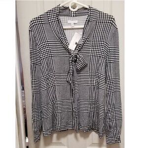 Charter Club Houndstooth Knit Blouse NWT Size L